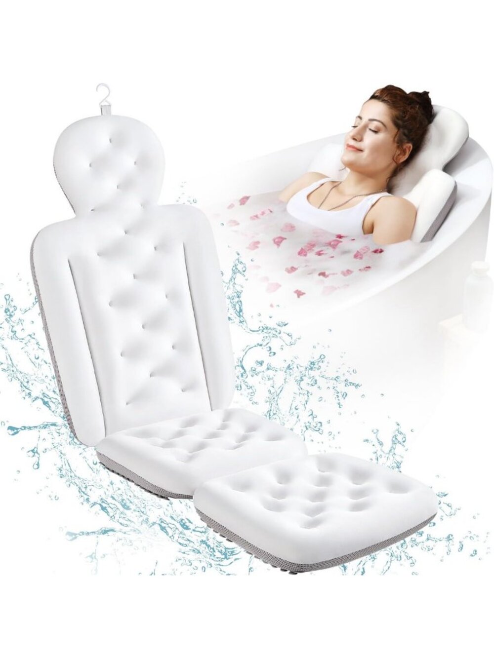 Luxury Full Body Bath Pillow - Thick Cushion for Neck & Back Support, 51" x 16